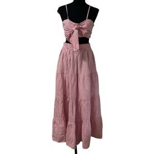 Labiz Maxi Skirt Stripe Cotton Set(Size Large)